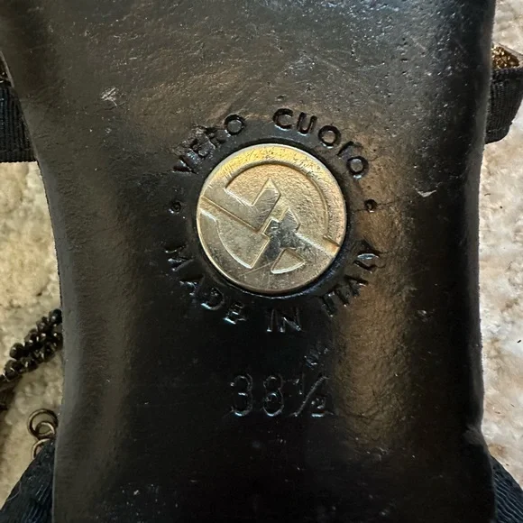 Giorgio Armani Black and Gold Sandals - Picture 11 of 12